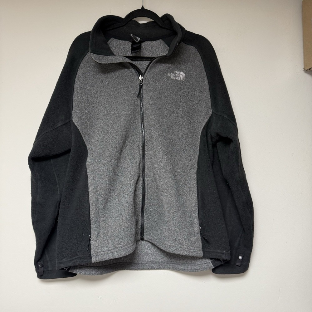 North Face Sweater Fleece Long Sleeve‎ Zip Up Mens Jacket Size Large Gray EUC